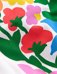 Short Sleeve Printed T-Shirt-White Flowers / Boden Outlet