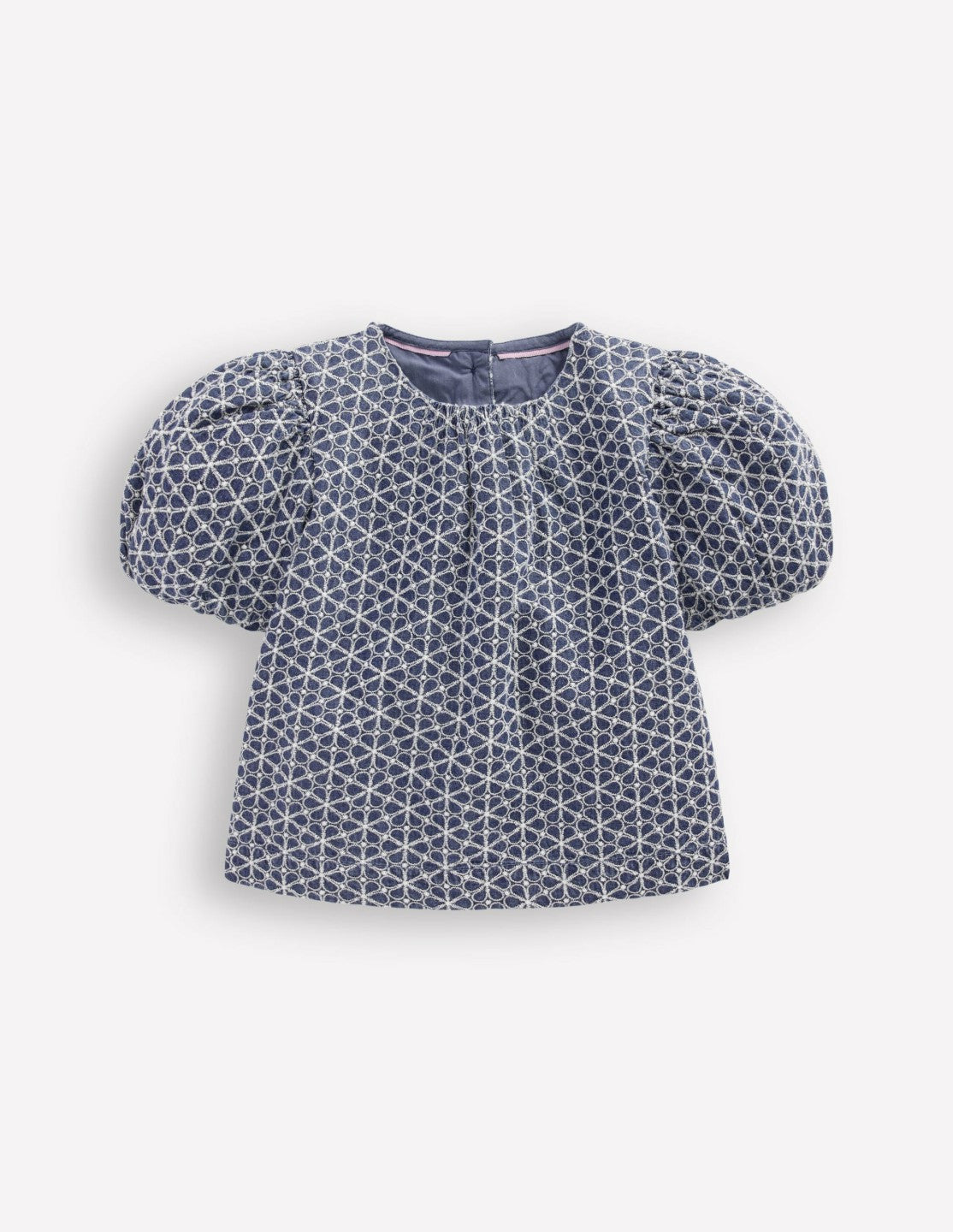 Puff Sleeve Woven Top-Chambray Broderie / Boden Discount
