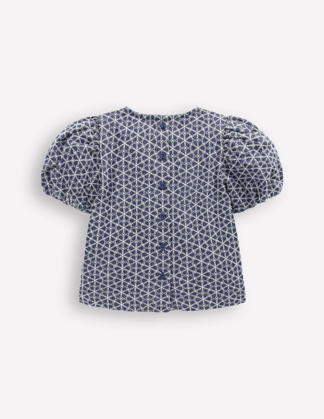Puff Sleeve Woven Top-Chambray Broderie / Boden Discount