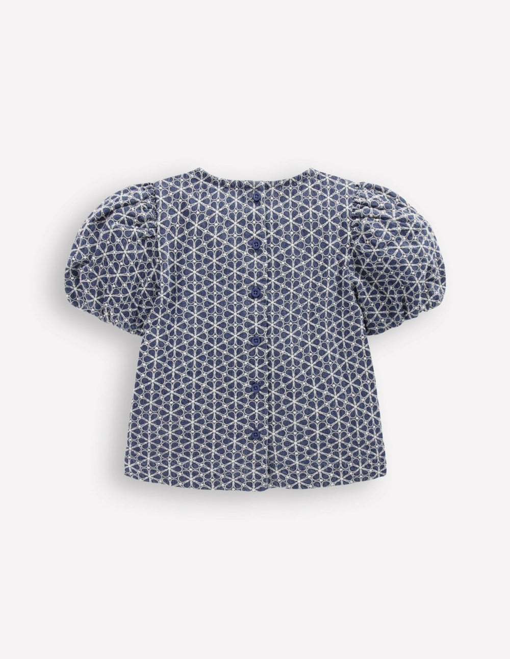 Puff Sleeve Woven Top-Chambray Broderie / Boden Discount