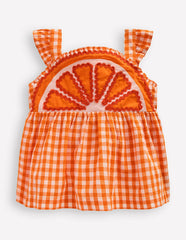 Novelty Strappy Top-Orange and Ivory Gingham / Boden On sale