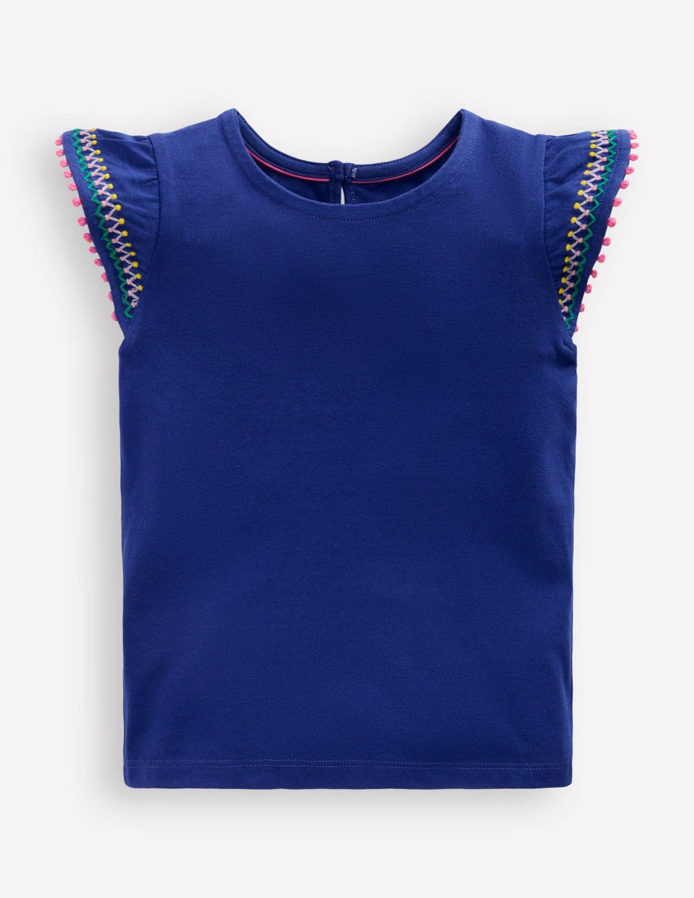 Flutter Sleeve Trim Top-Starboard Blue / Boden us