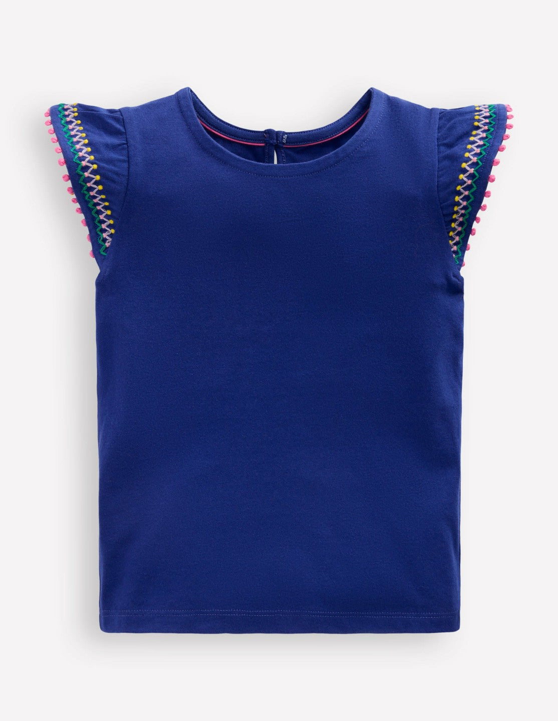 Flutter Sleeve Trim Top-Starboard Blue / Boden us