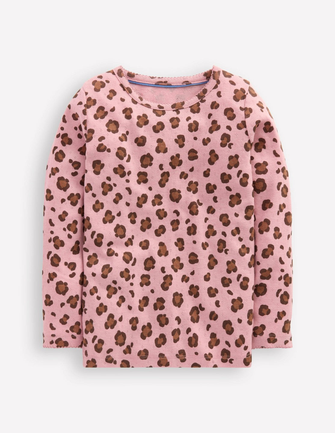 Long Sleeve Pointelle Top-Vintage Pink Leopard / Boden