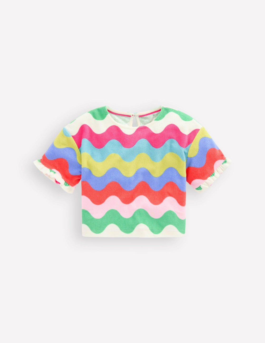 Dropped Shoulder Towelling Top-Multi Wave Stripe / Boden Sale