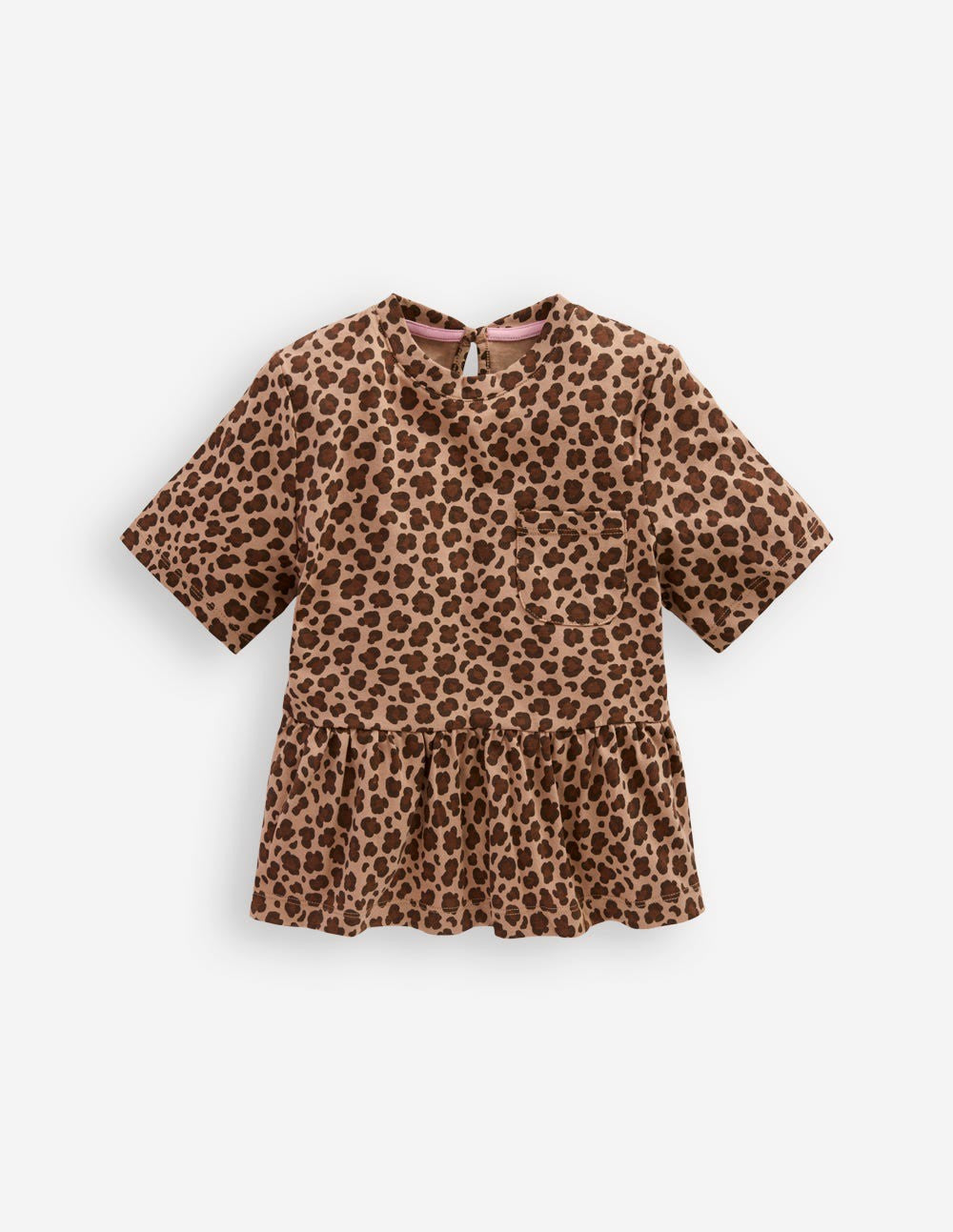 Short Sleeve Peplum Top-Partridge Brown Leopard Print / Boden Outlet