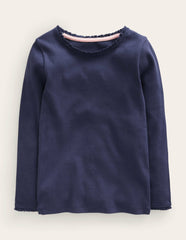 Ribbed Long Sleeve T-shirt-Starboard Blue / Boden us