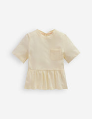Short Sleeve Peplum Top-Soft Ivory / Boden