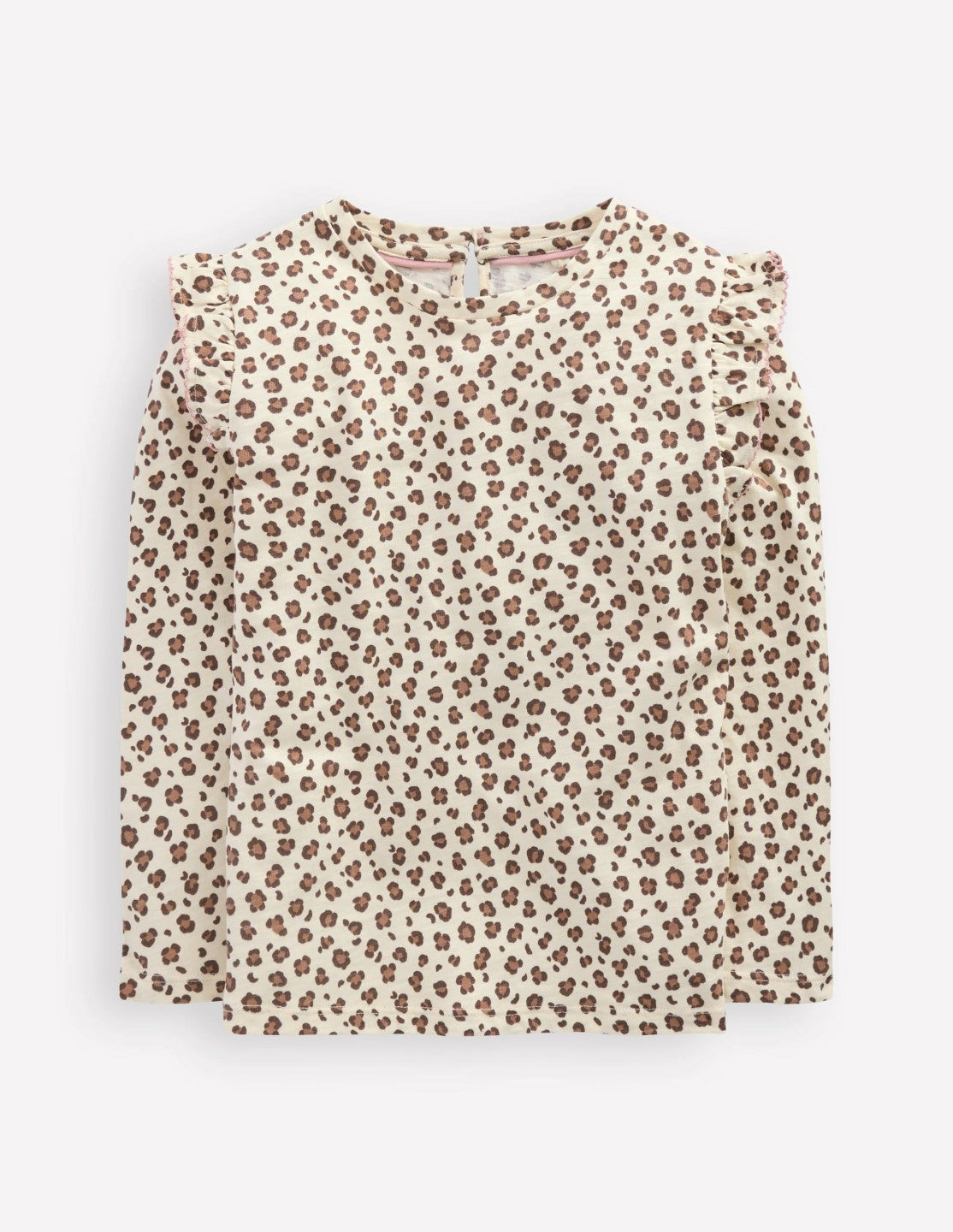 Frill Sleeve Slub Top-Vanilla White Leopard / Boden Outlet