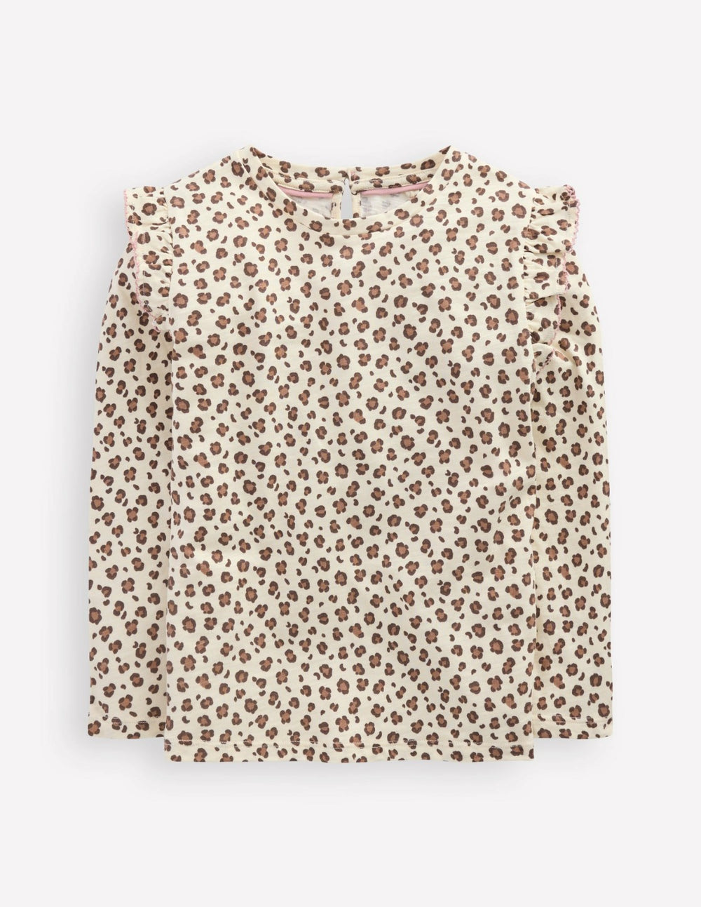 Frill Sleeve Slub Top-Vanilla White Leopard / Boden Outlet