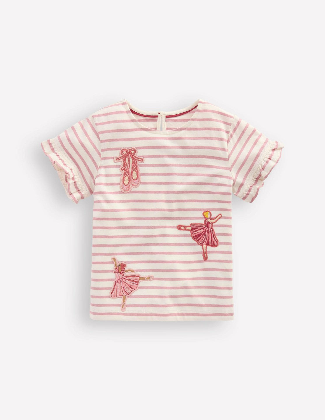 Pretty Frill T-shirt-Pink Stripe Ballerinas / Boden Discount