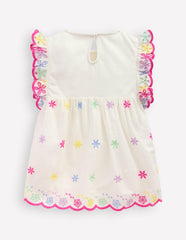 Fabric Mix Broderie Top-Coconut Milk / Boden On sale