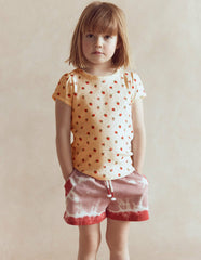Short Sleeve Pointelle Top-Ivory Strawberry / Boden us