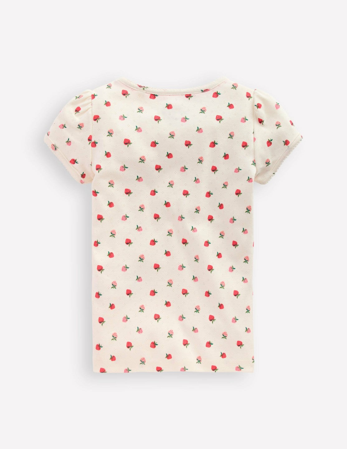 Short Sleeve Pointelle Top-Ivory Strawberry / Boden us