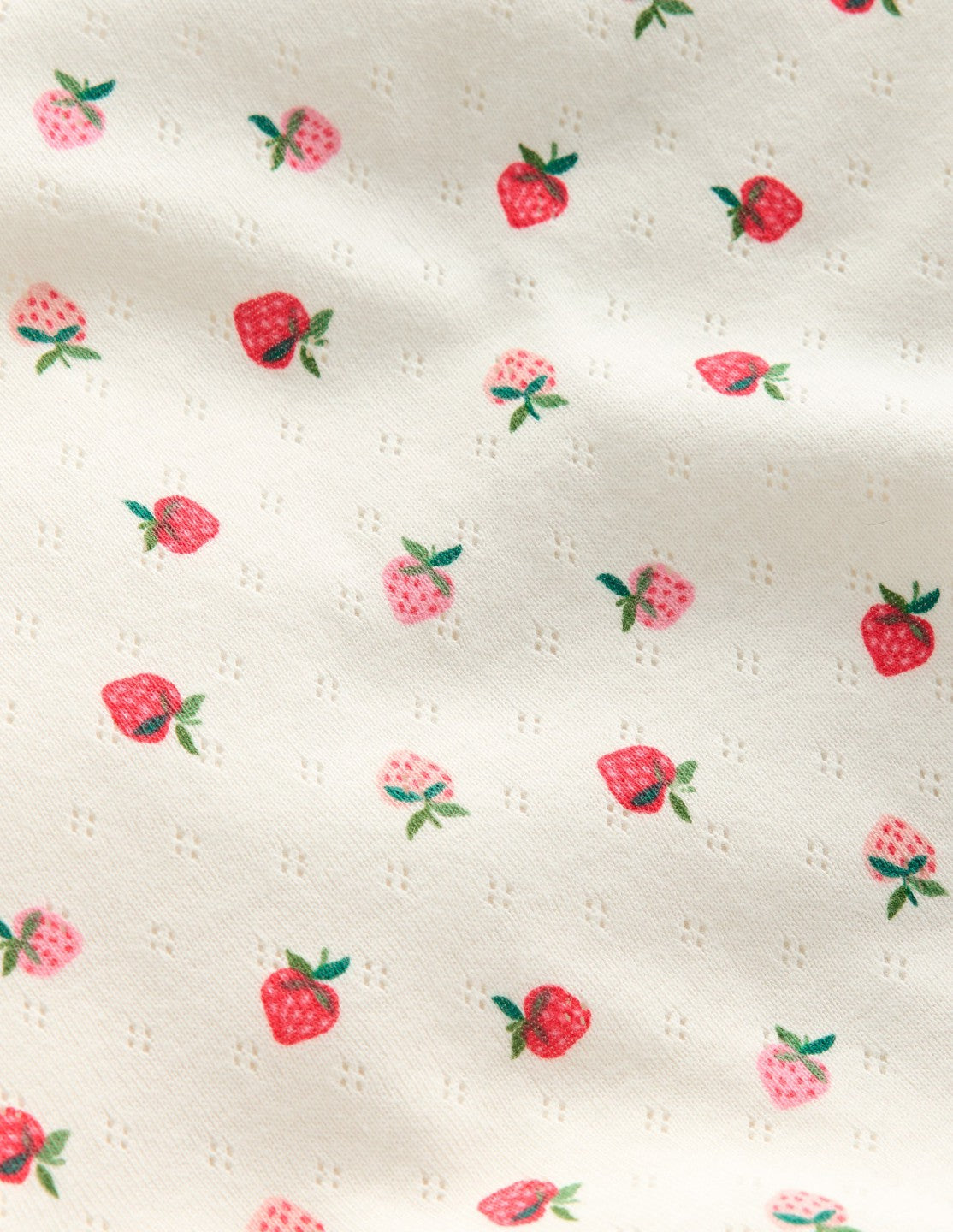 Short Sleeve Pointelle Top-Ivory Strawberry / Boden us