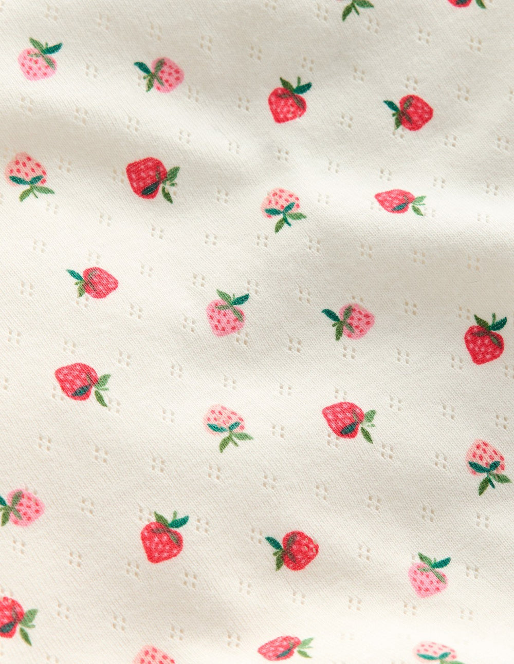 Short Sleeve Pointelle Top-Ivory Strawberry / Boden us