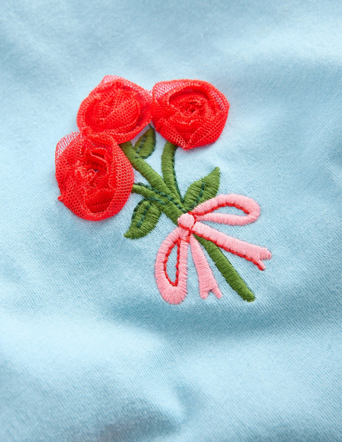 Puff Sleeve Superstitch Top-Blue Flower Bunches / Boden