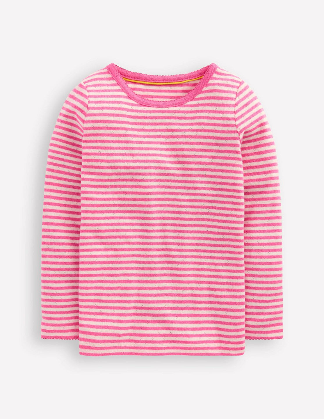 Long Sleeve Pointelle Top-Sorbet Pink Stripe / Boden Outlet