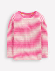 Long Sleeve Pointelle Top-Sorbet Pink Stripe / Boden Outlet