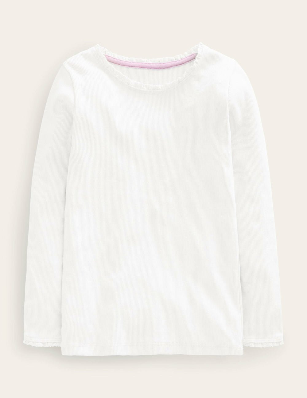 Ribbed Long Sleeve T-shirt-White / Boden us