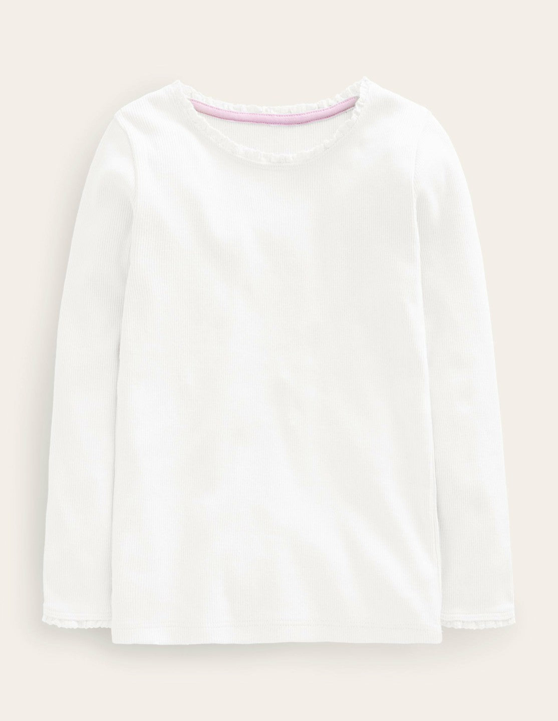 Ribbed Long Sleeve T-shirt-White / Boden us