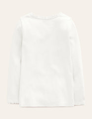 Ribbed Long Sleeve T-shirt-White / Boden us