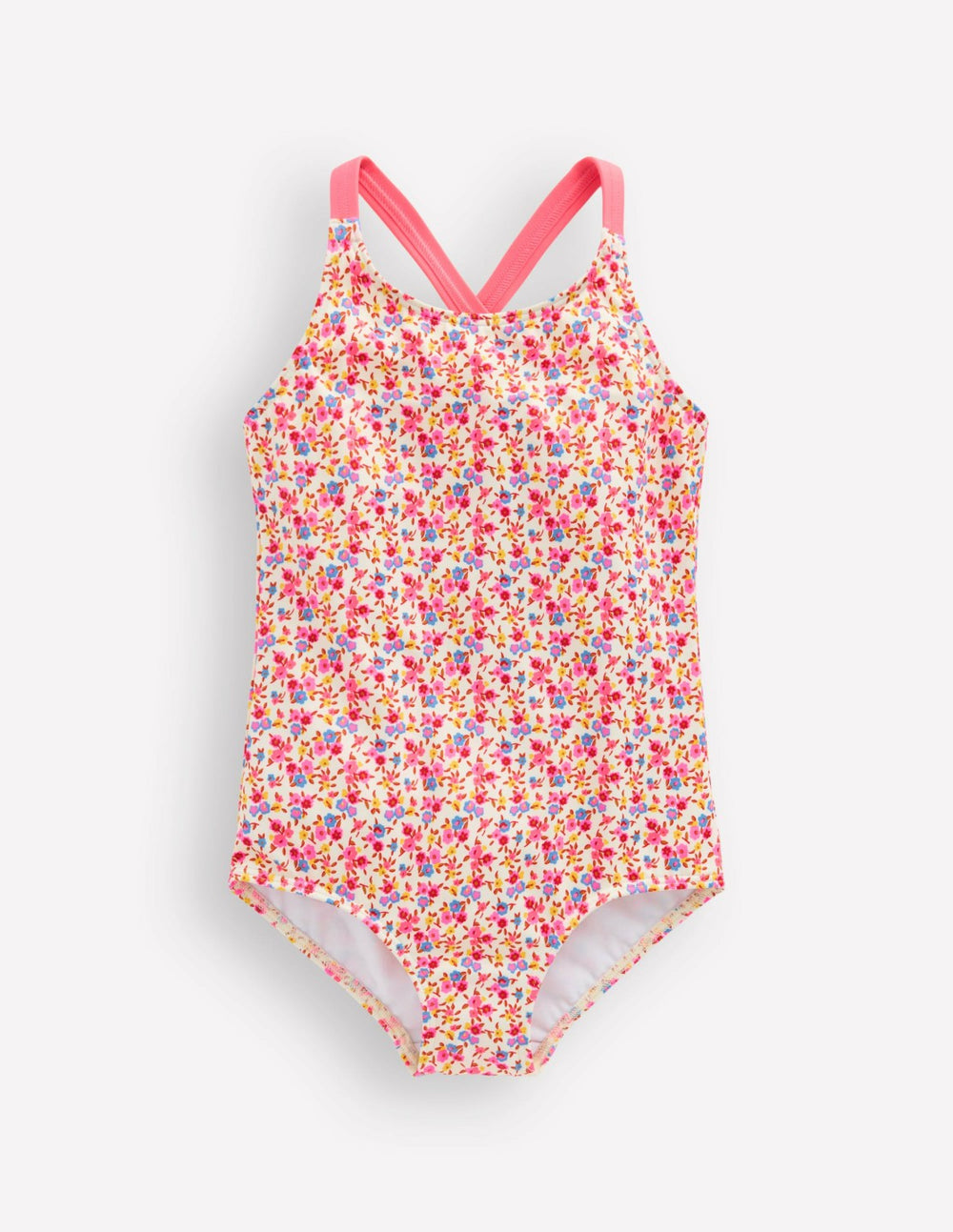 Cross-Back Printed Swimsuit-Papyrus Ditsy Floral / Boden Online