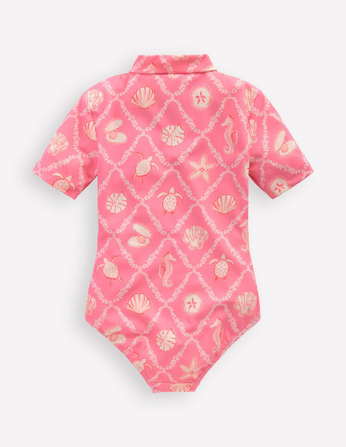 Short-sleeved Swimsuit-Salmon Pink Shell Tile / Boden On sale