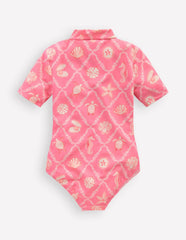 Short-sleeved Swimsuit-Salmon Pink Shell Tile / Boden On sale