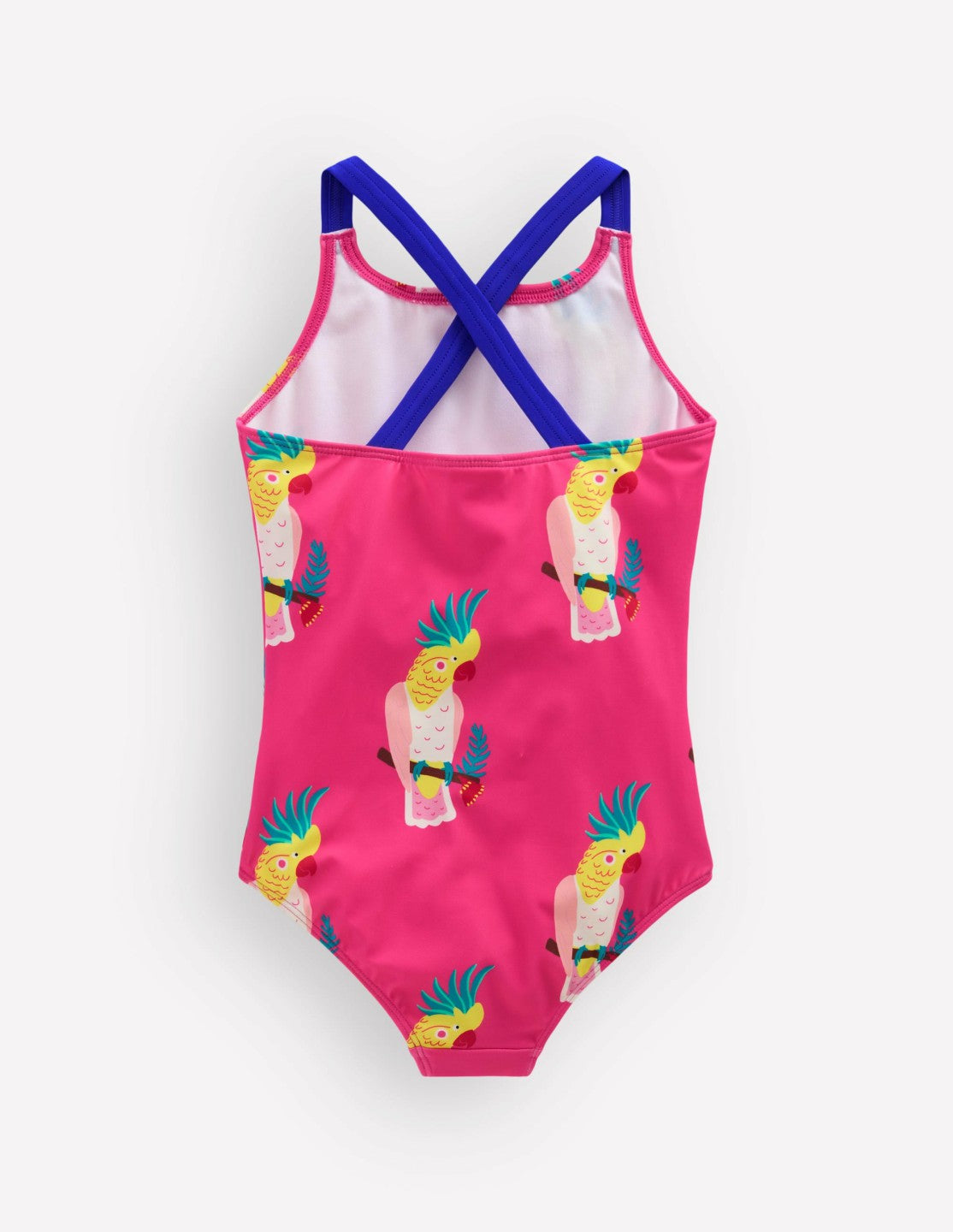 Cross-Back Printed Swimsuit-Pink Tropical Bird / Boden