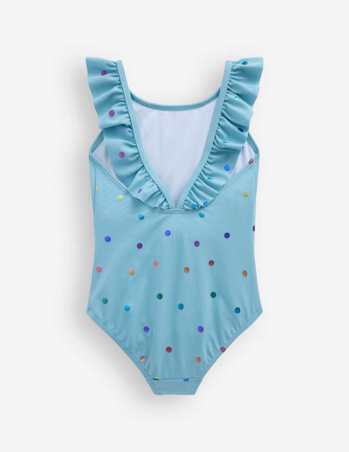 Hallie Frill Strap Swimsuit-Air Blue Multi Foil Spot / Boden Online