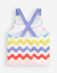 Cross-Back Tankini Top-Multi Wave / Boden Outlet