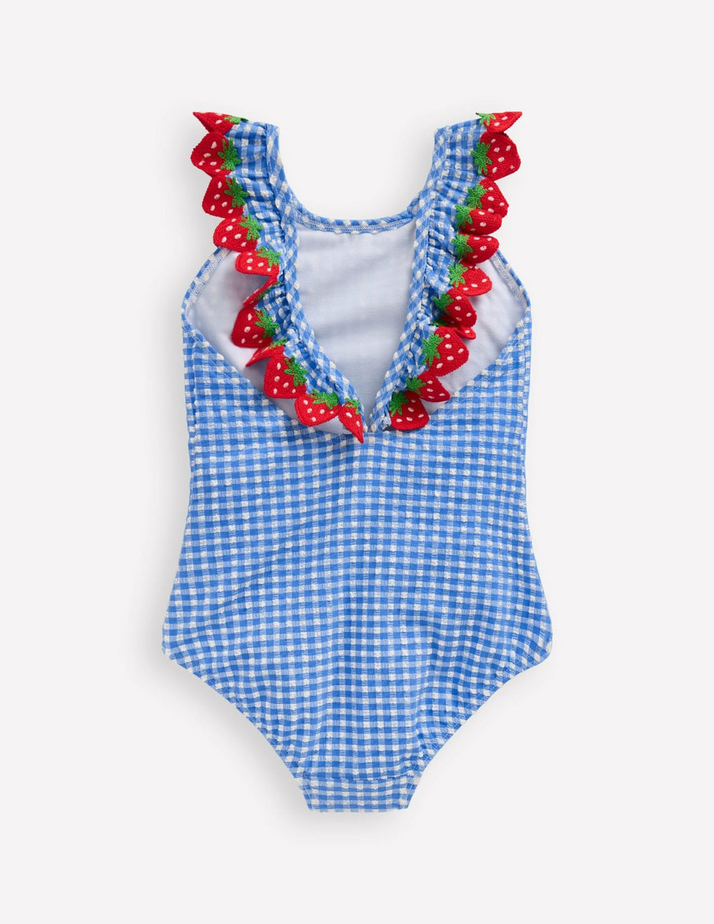 Flutter Trim Swimsuit-Glacier Blue Gingham / Boden On sale
