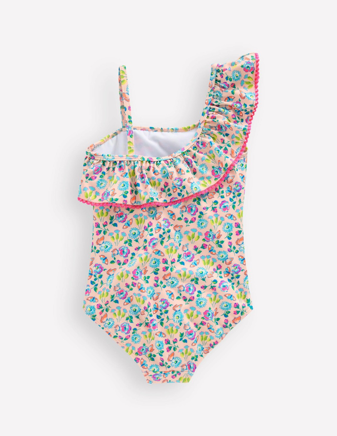 Lila One Shoulder Swimsuit-Chalk Pink Butterfly Floral / Boden Online