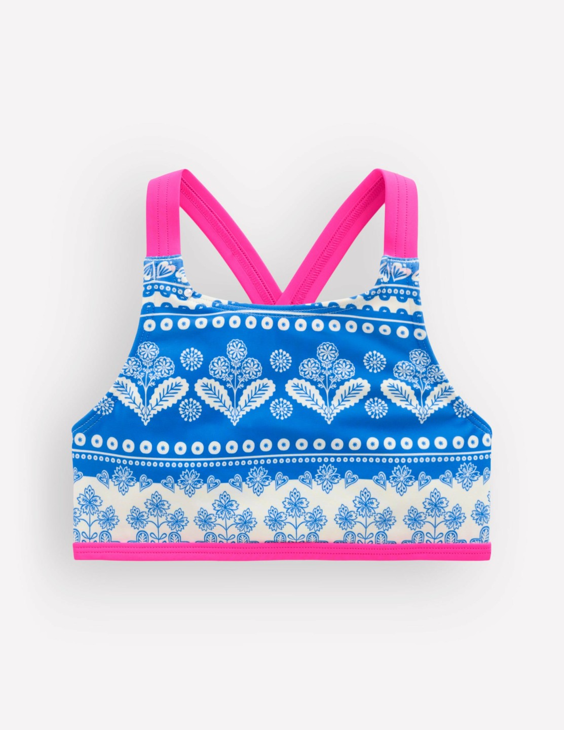 Cross-back Bikini Top-Azure Blue Woodblock / Boden Outlet
