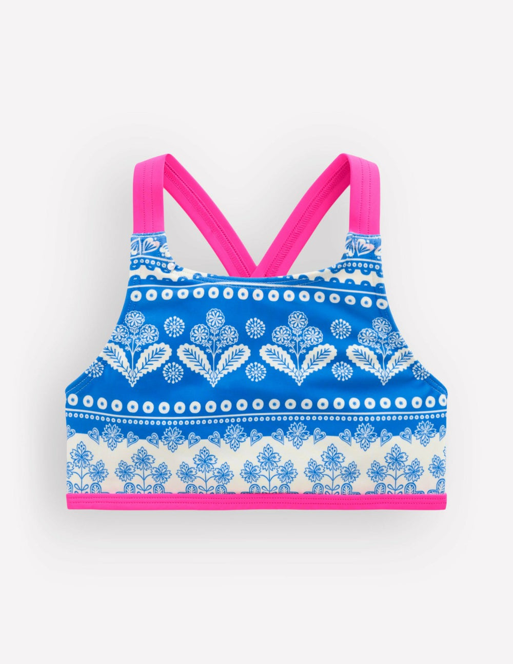 Cross-back Bikini Top-Azure Blue Woodblock / Boden Outlet