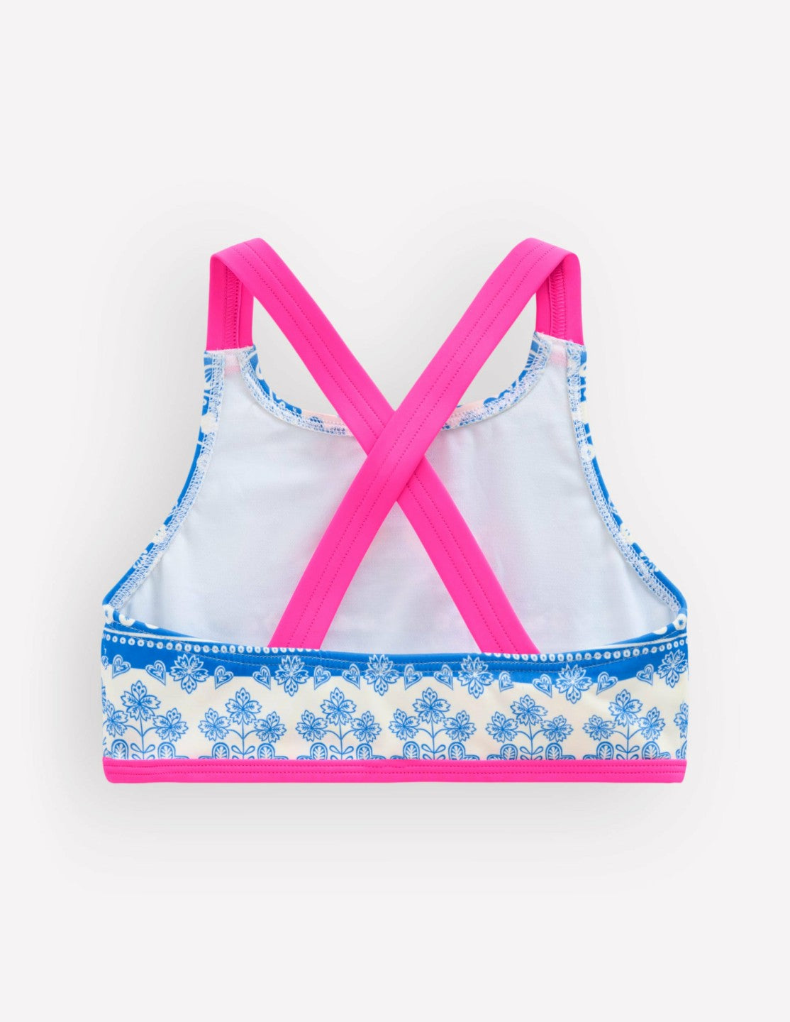Cross-back Bikini Top-Azure Blue Woodblock / Boden Outlet