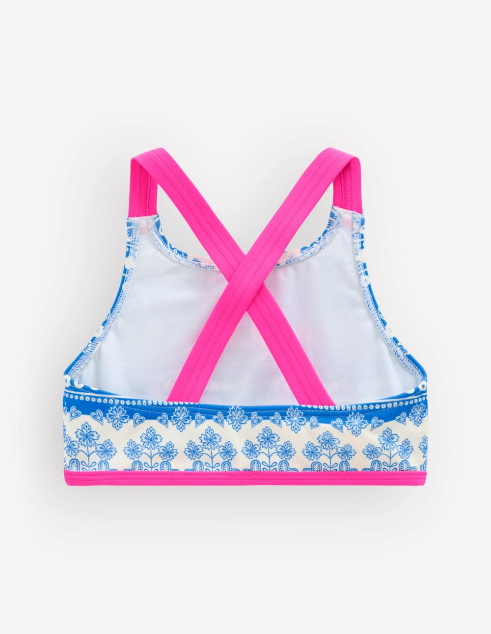 Cross-back Bikini Top-Azure Blue Woodblock / Boden Outlet