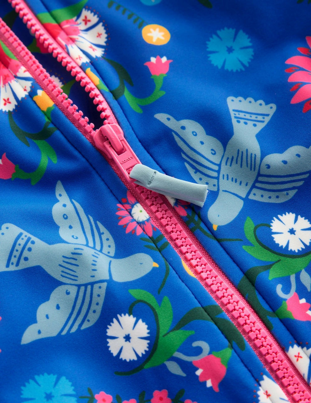 Short-sleeved Swimsuit-Kingfisher Blue Bird Floral / Boden Discount