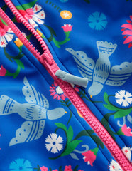Short-sleeved Swimsuit-Kingfisher Blue Bird Floral / Boden Discount