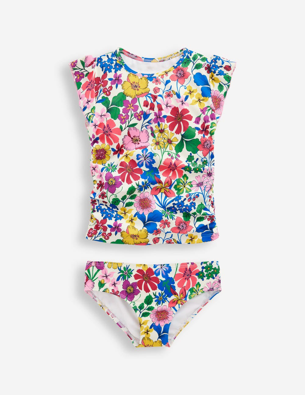 Ruched Tankini Set-Multi Rainbow Floral / Boden