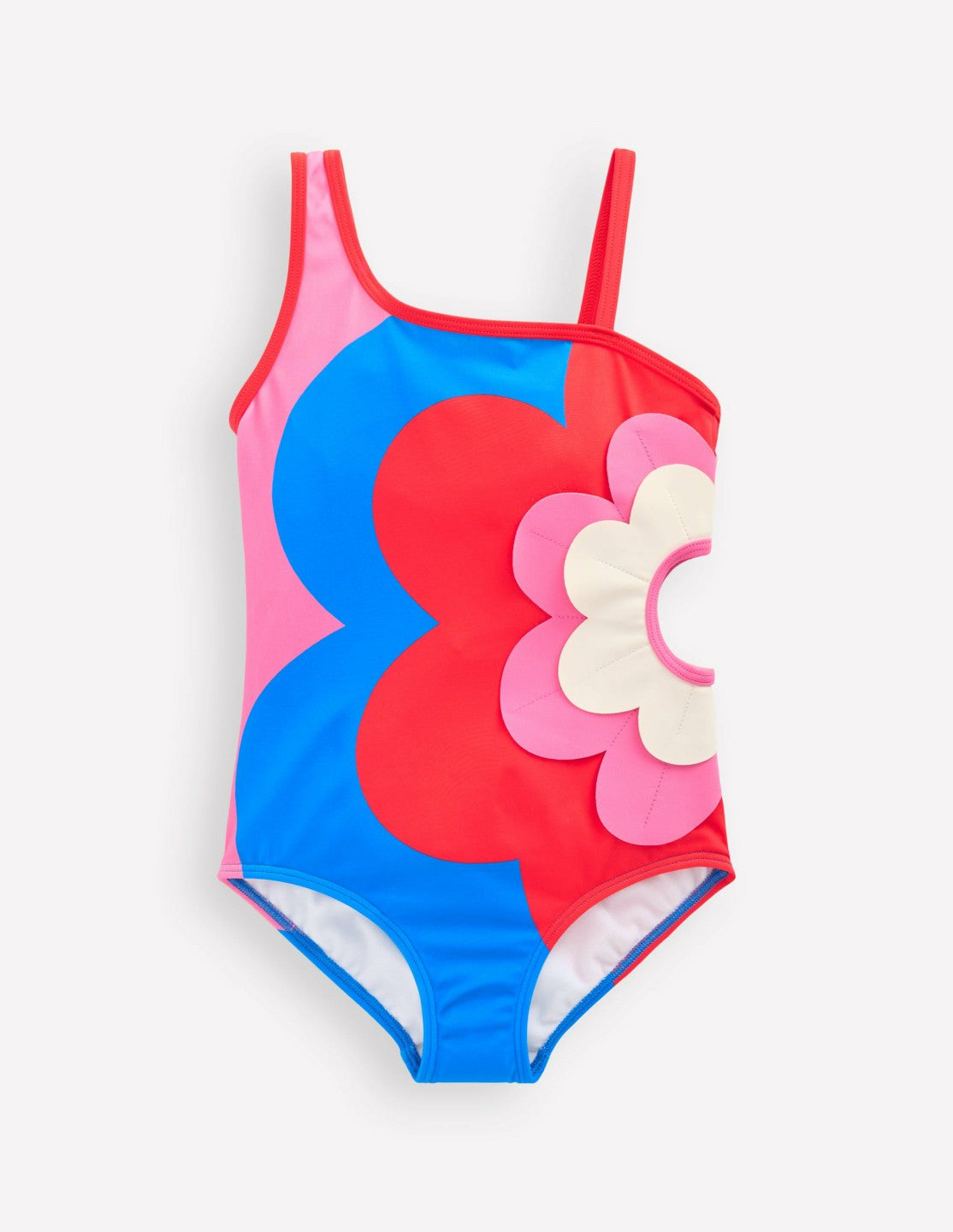 One Shoulder Appliqué Swimsuit-Cut Out Flower / Boden Sale