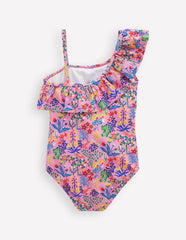Lila One Shoulder Swimsuit-Meadowsweet Pink Garden Floral / Boden Online