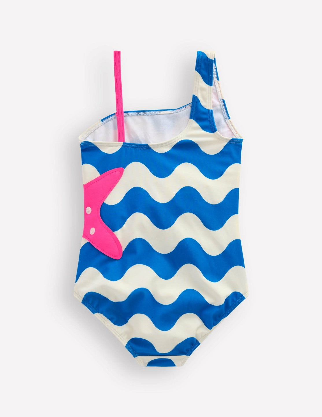 One Shoulder Appliqué Swimsuit-Kingfisher Blue Wave Starfish / Boden Outlet