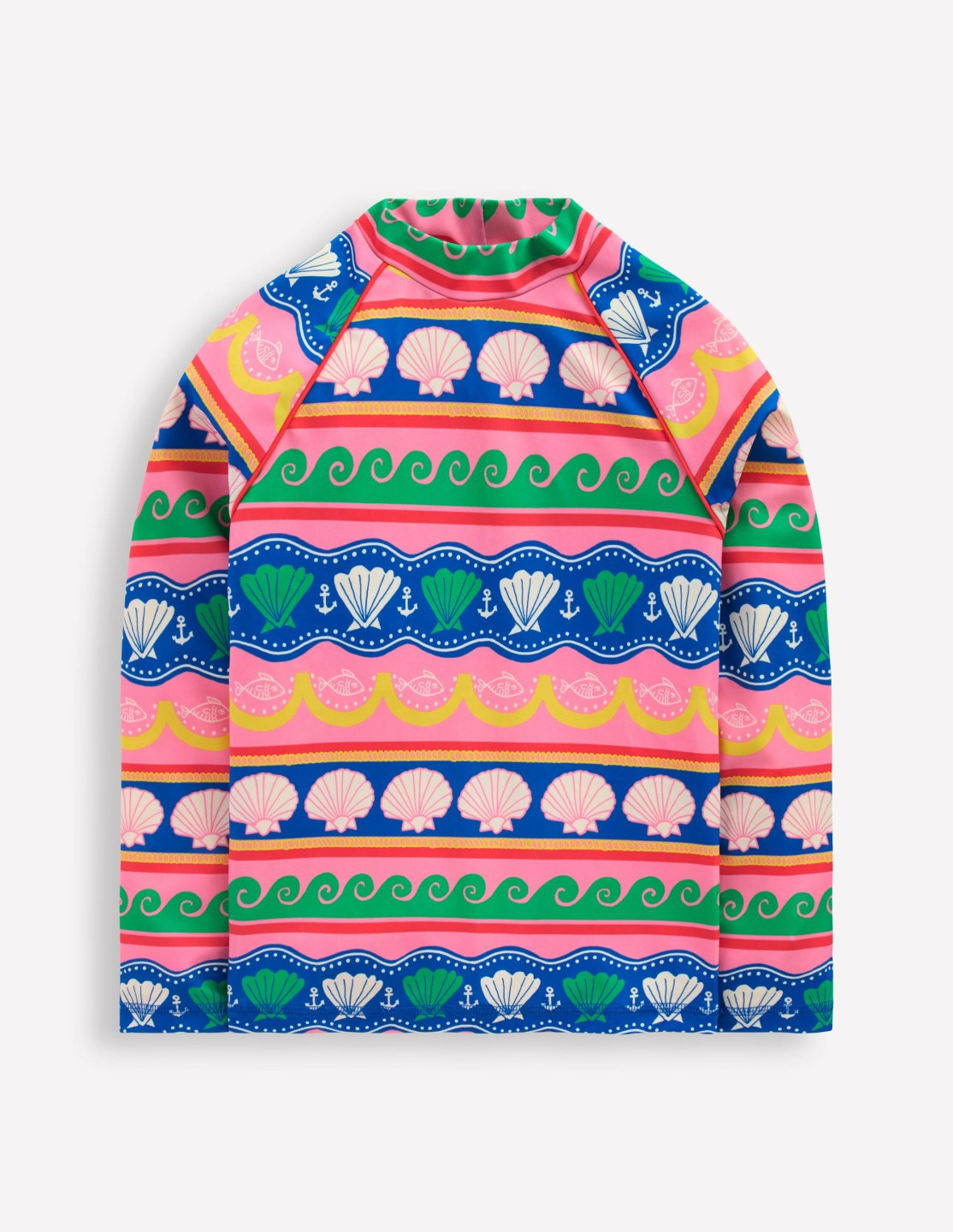 Sunsafe Patterned Rash Vest-Multi Sea Shell Stripe / Boden On sale