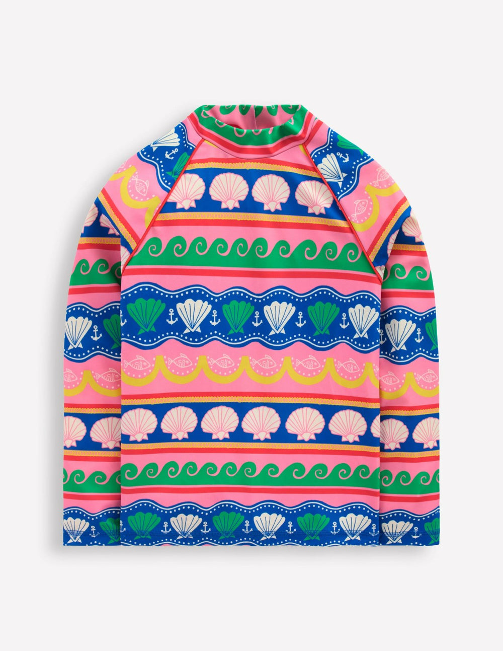 Sunsafe Patterned Rash Vest-Multi Sea Shell Stripe / Boden On sale