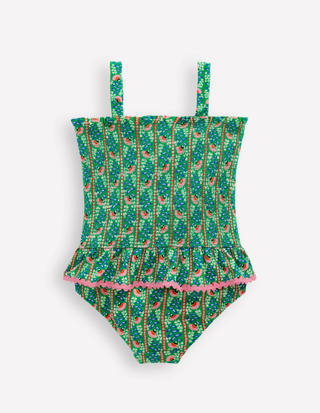 Peplum Smocked Swimsuit-Green Vine Floral / Boden On sale