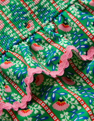 Peplum Smocked Swimsuit-Green Vine Floral / Boden On sale