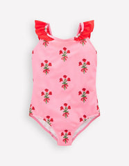 Hallie Frill Strap Swimsuit-Bubblegum Pink Posy / Boden