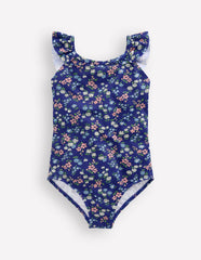 Hallie Frill Strap Swimsuit-Sapphire Blue Meadow Floral / Boden Discount
